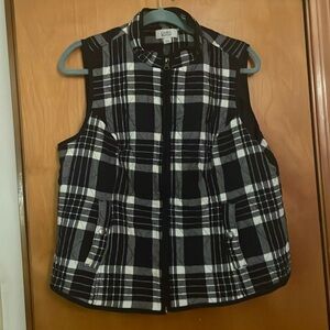 Quilted navy plaid vest